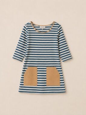 Anthropologie Postage Stamp •  Stripe Tunic Tan Faux Leather